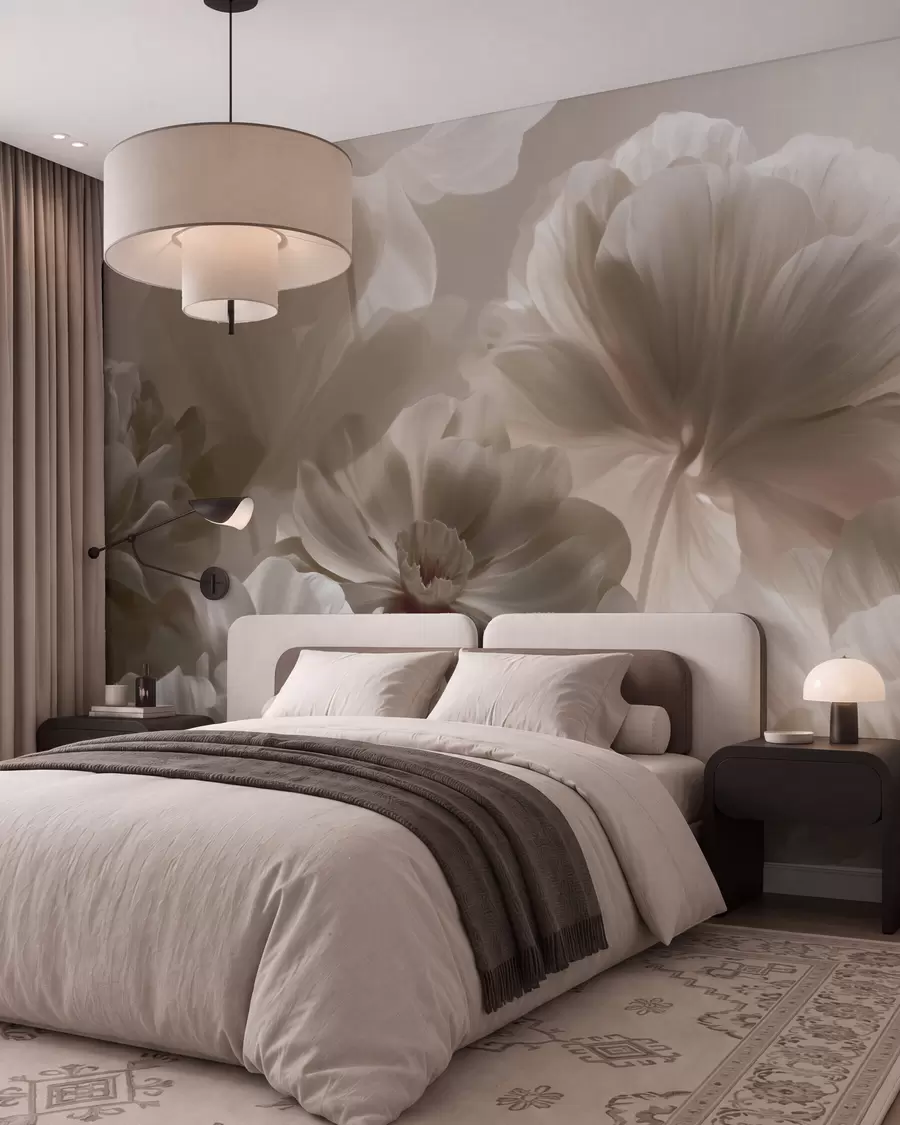 wall murals Petal Cups in Taupe w09937