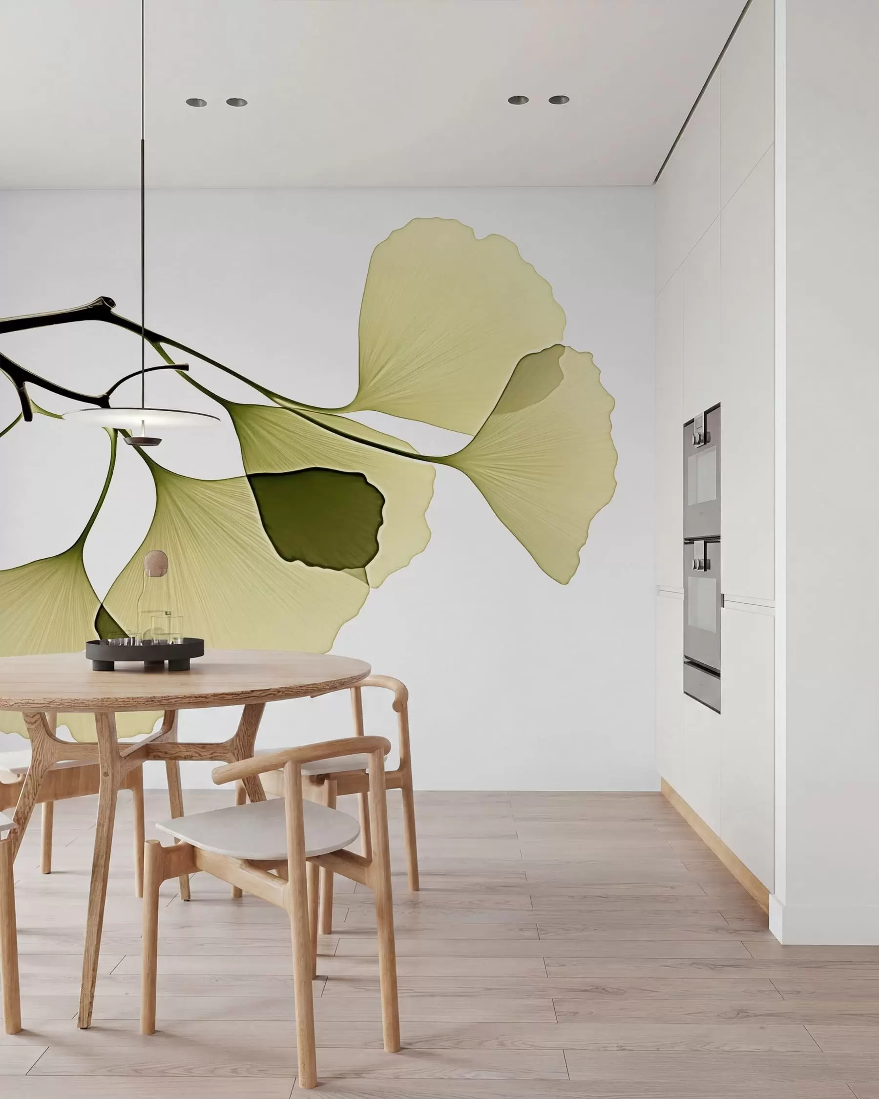 wall murals Ginkgo Fan Leaves w09968