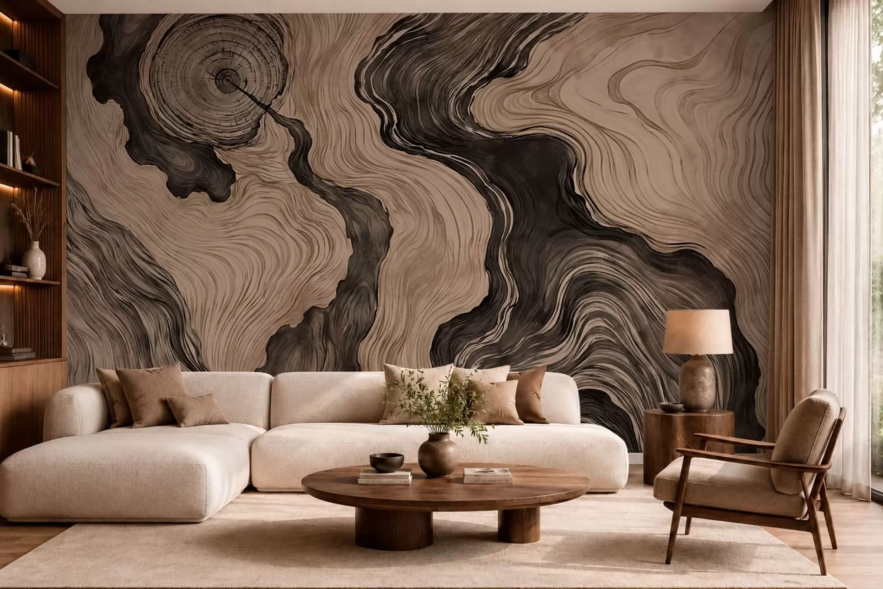 wall murals An abstract pattern with a linear woodgrain design w05729