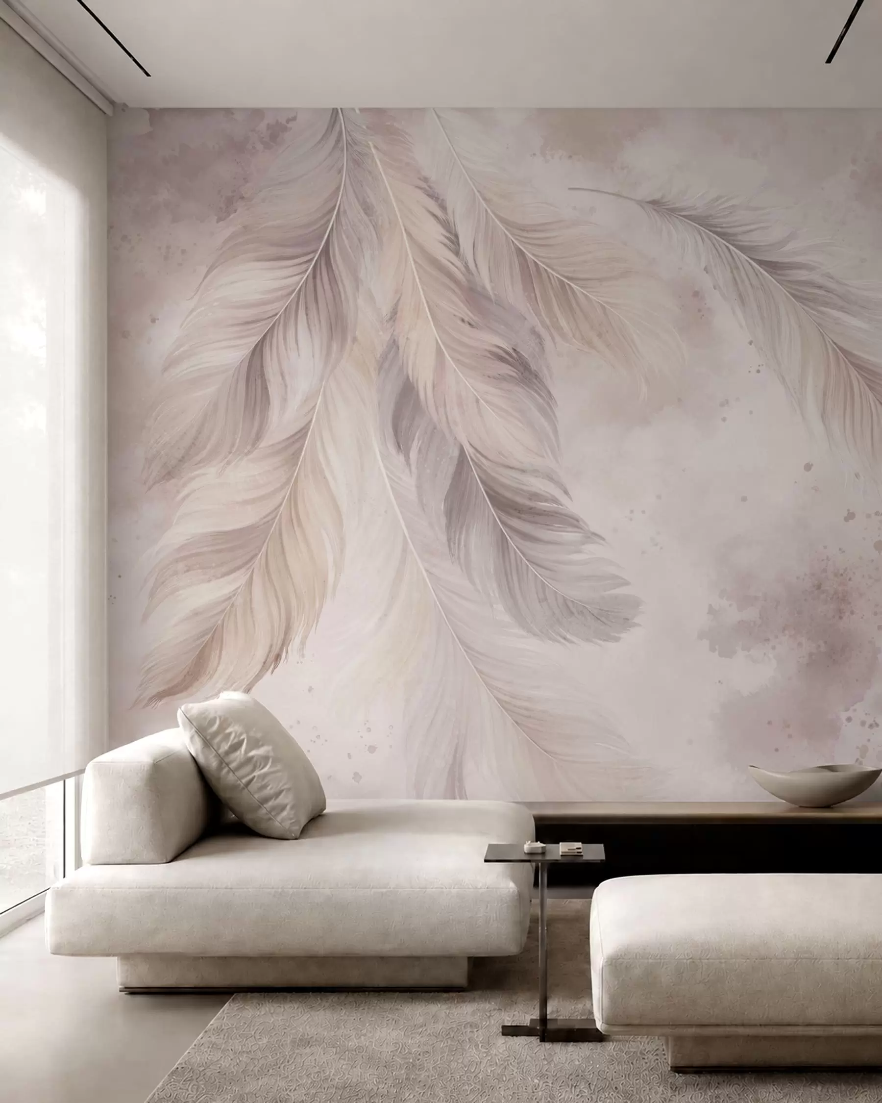 wall murals Feathers in Mauve w05737