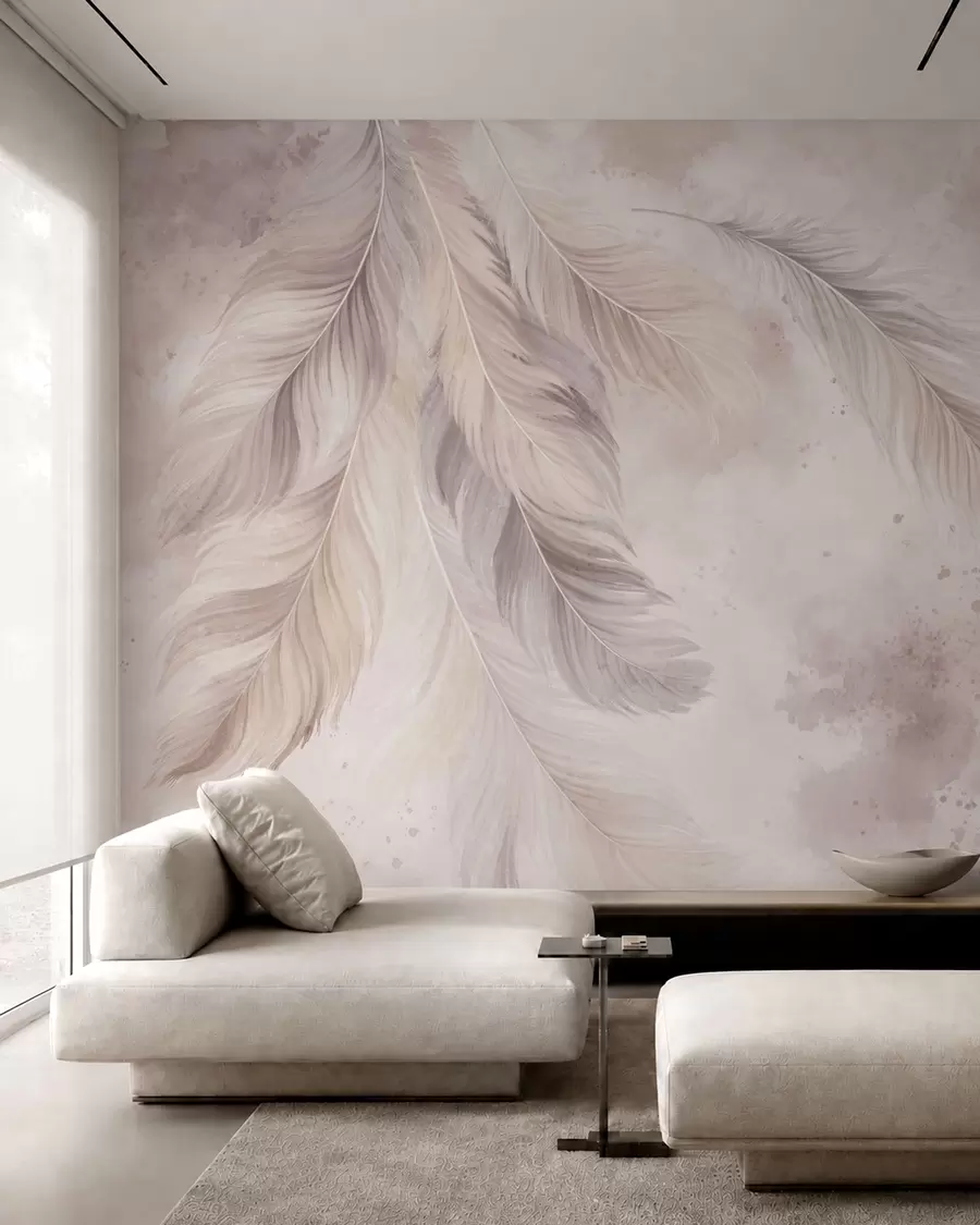 wall murals Feathers in Mauve w05737