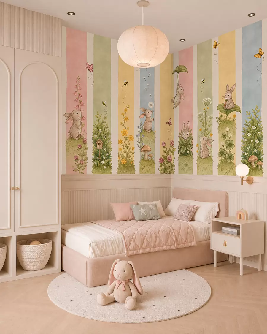 wall murals Meadow Friends in Stripes w05730