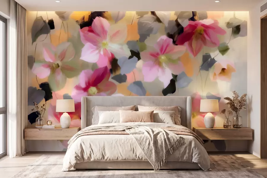 wall murals Bright and airy composition with hanging flowers in watercolor style w09931