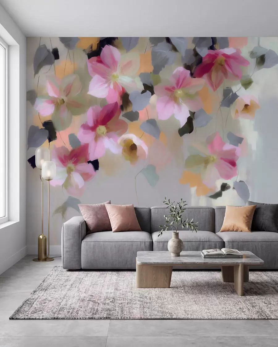 wall murals Bright and airy composition with hanging flowers in watercolor style w09931