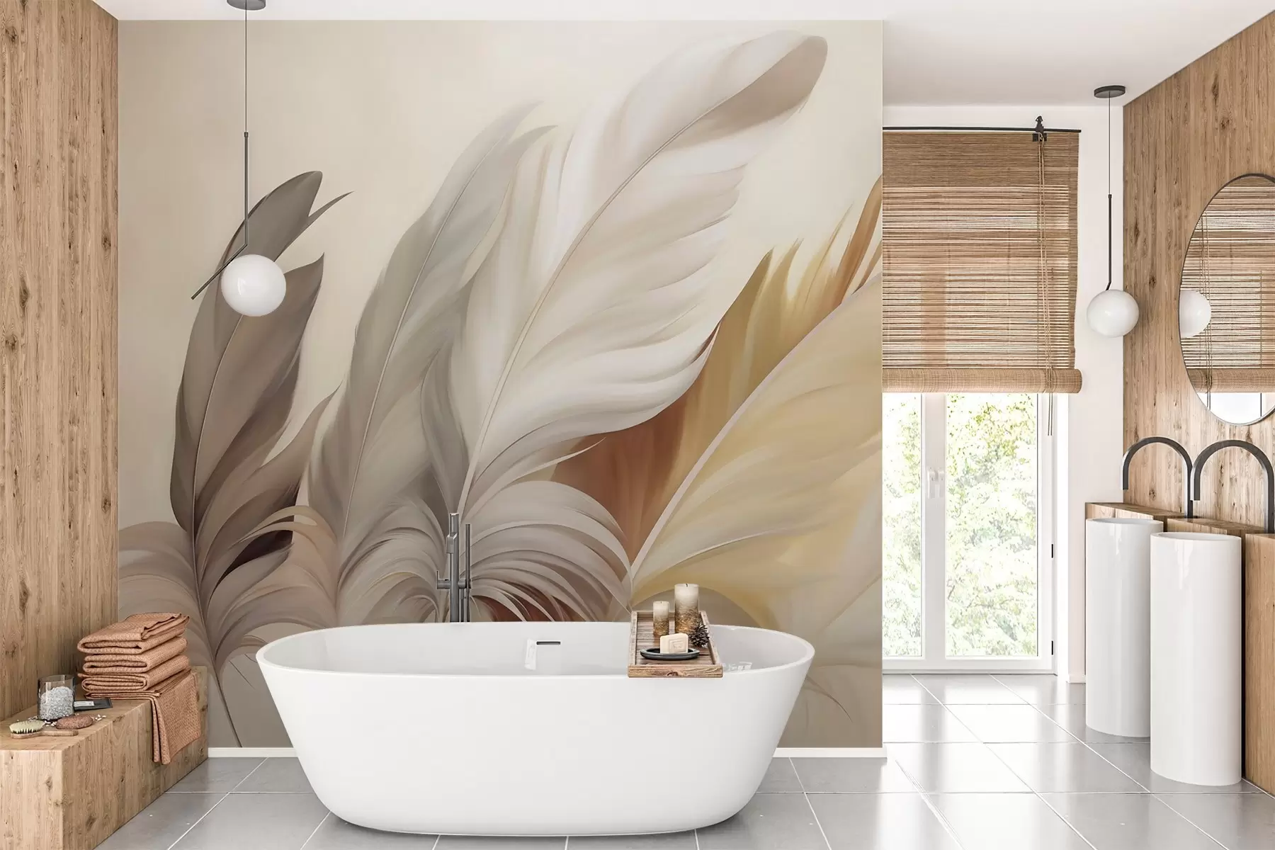 wall murals Abstract feathers w05789