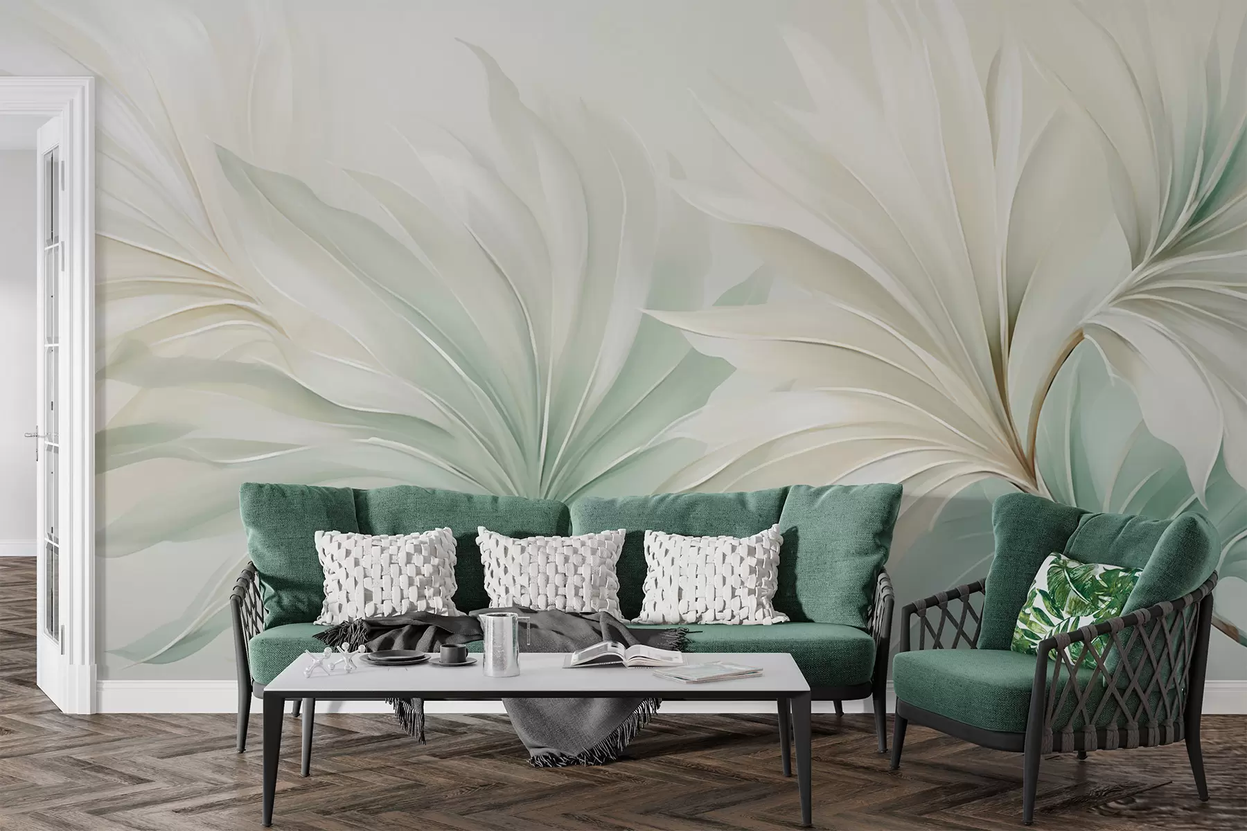 wall murals Tropical pointed leaves w05792
