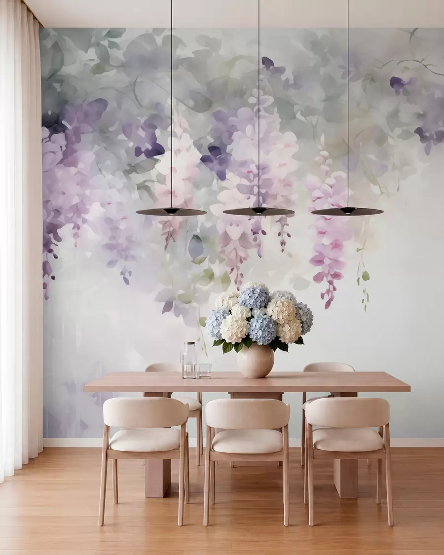 wall murals Drooping wisteria flowers w05795