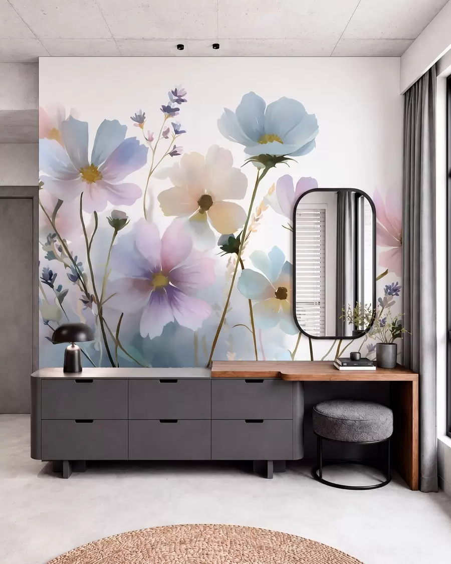 wall murals Wildflowers in a watercolour style w05755