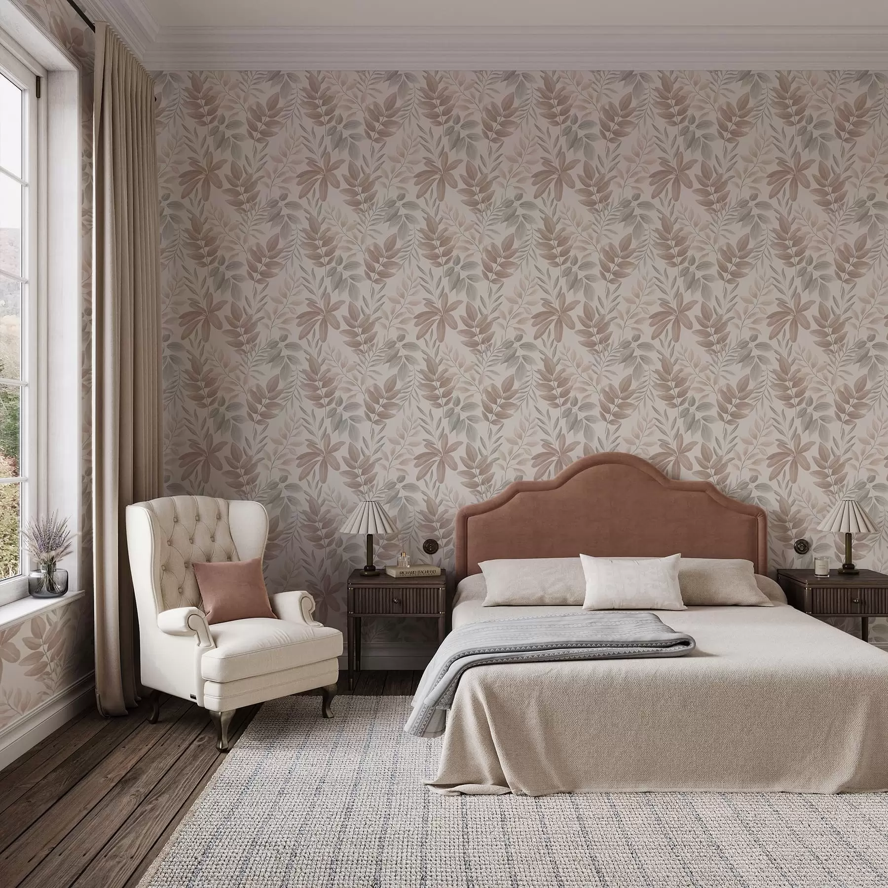 wall murals Soft foliage in pastel natural tones a01232