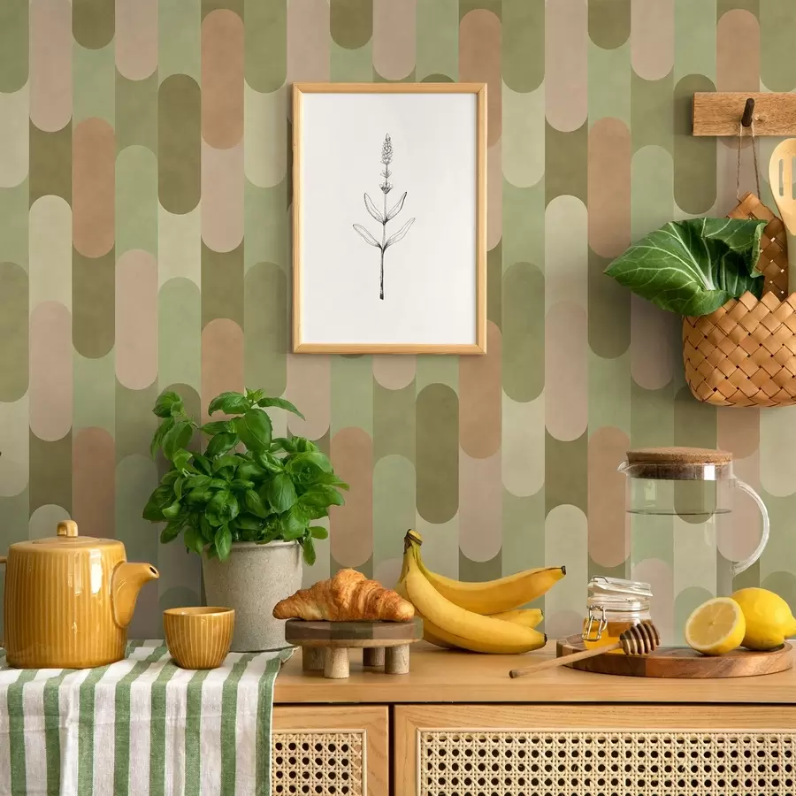 wall murals Geometric pattern with rounded vertical shapes a01235