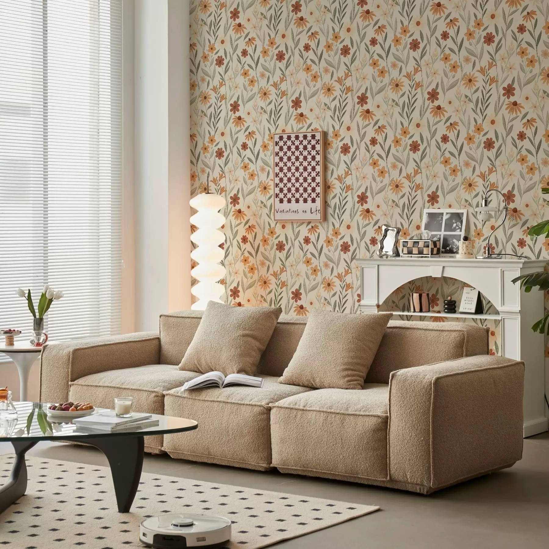 wall murals Wildflowers in warm orange tones a01237
