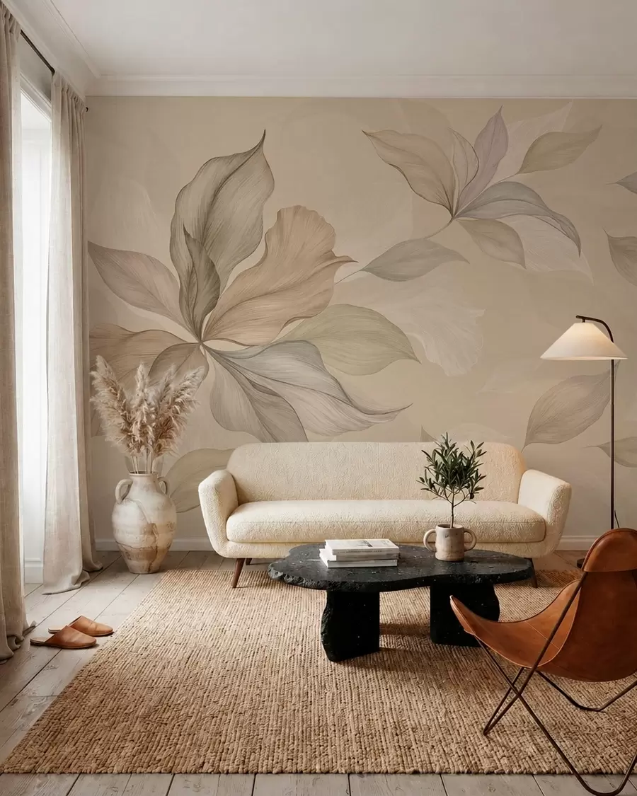 wall murals Sandy Leaves w05733