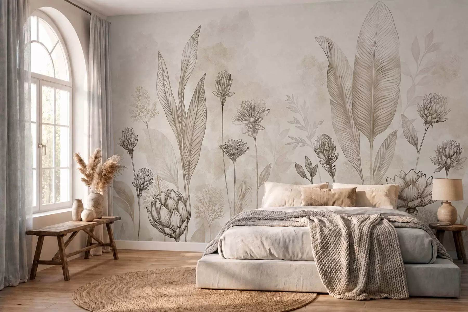 wall murals Botanical composition with flowers and leaves w05802