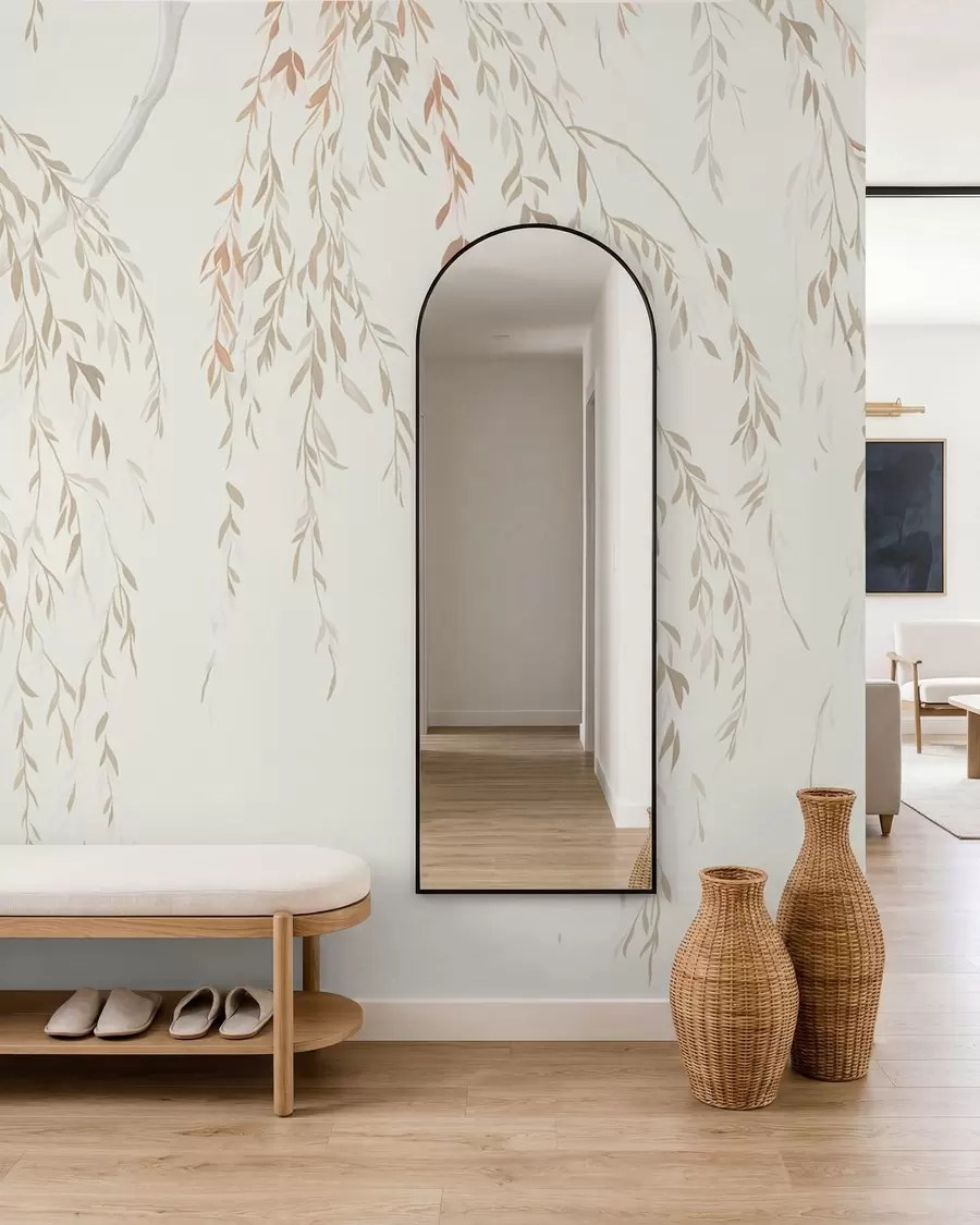 wall murals Light hanging branches with delicate leaves w05812v4