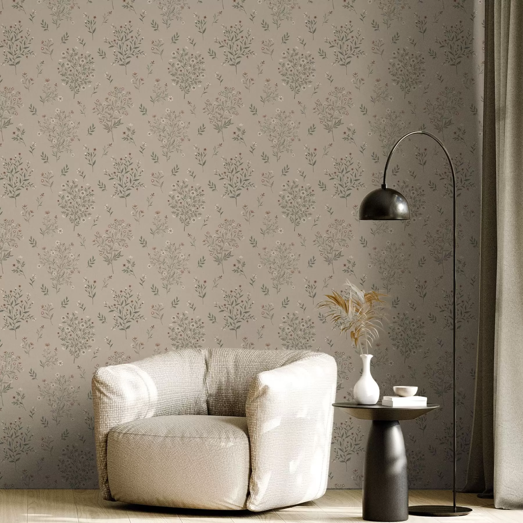 wall murals Delicate Wildflowers and Branches a01245