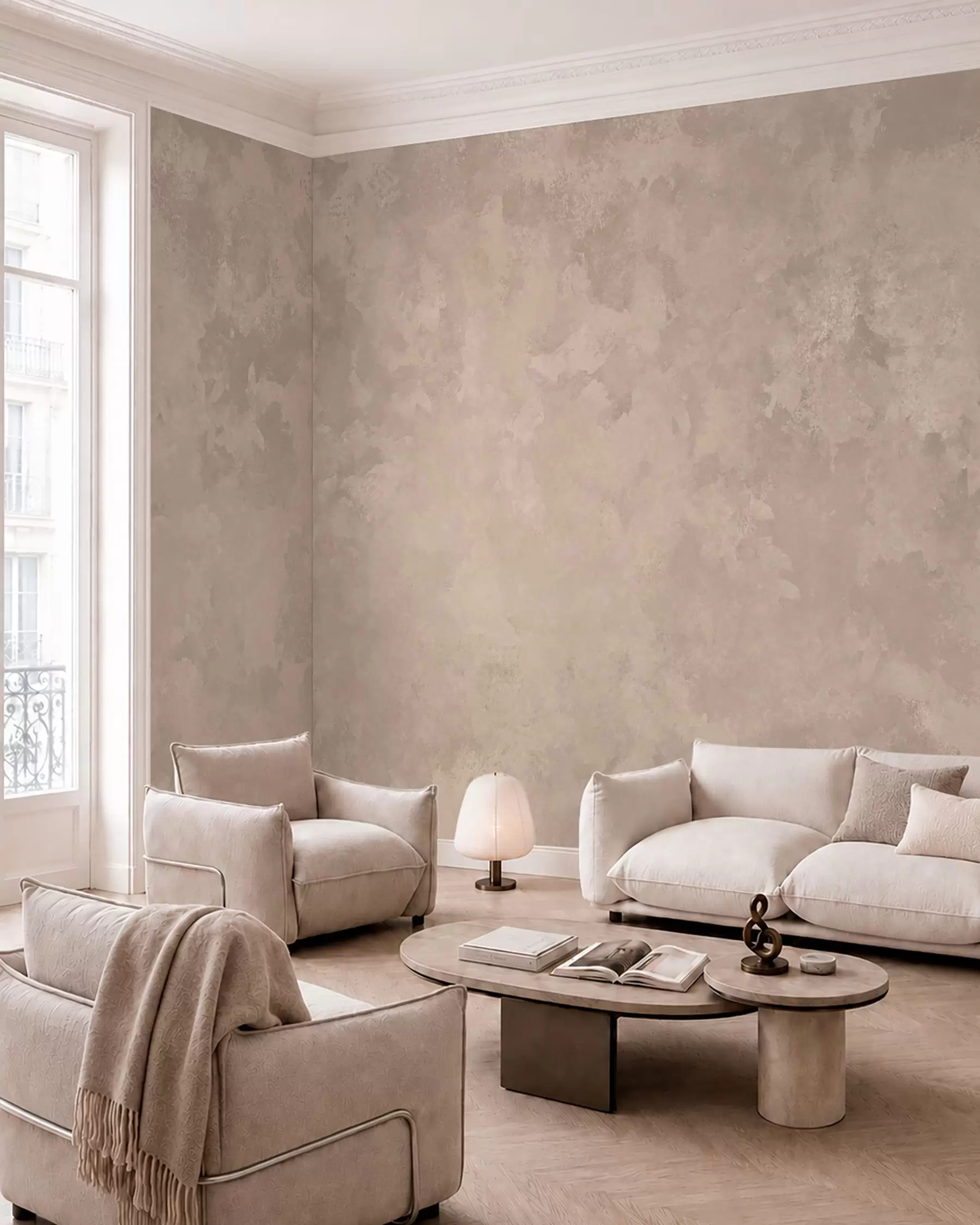 wall murals Warm almond beige texture with soft natural tonal transitions w05814