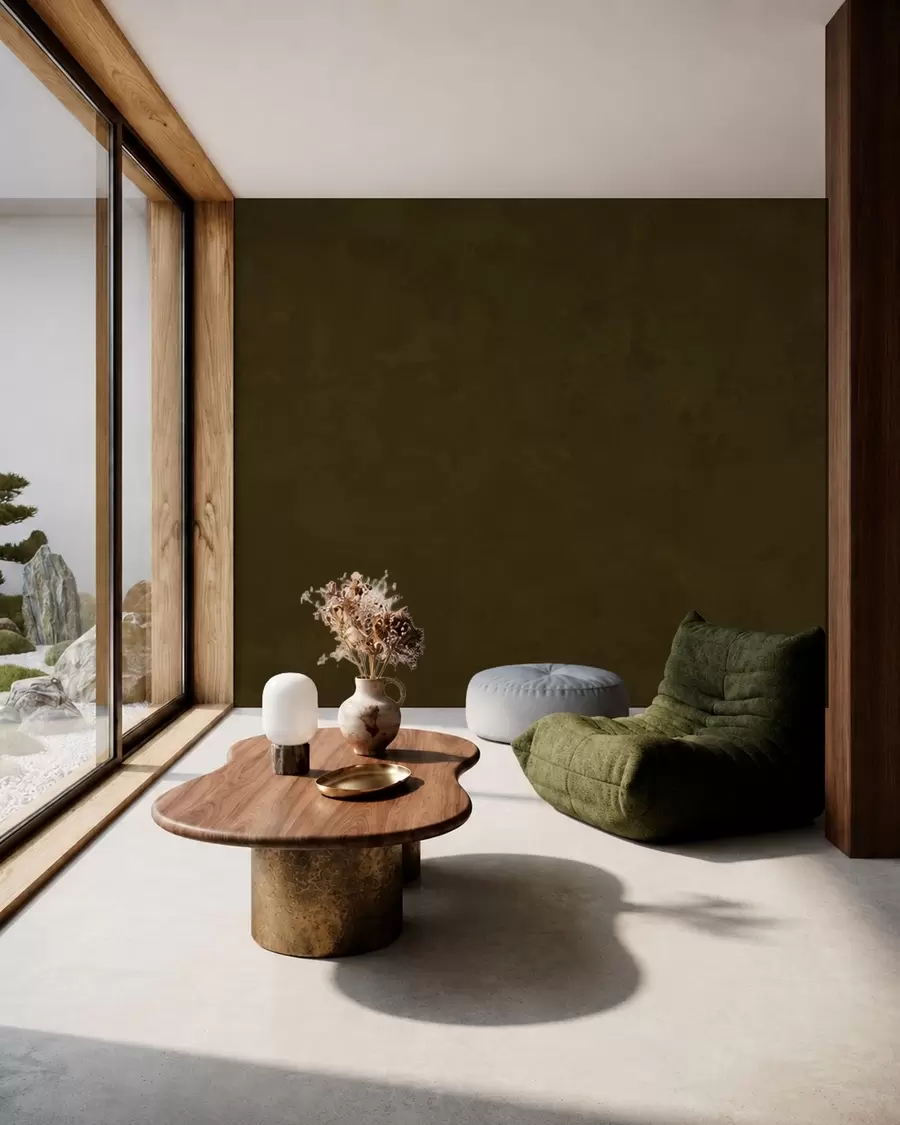 wall murals Dark olive tone with soft texture and natural tonal transitions w05814v3