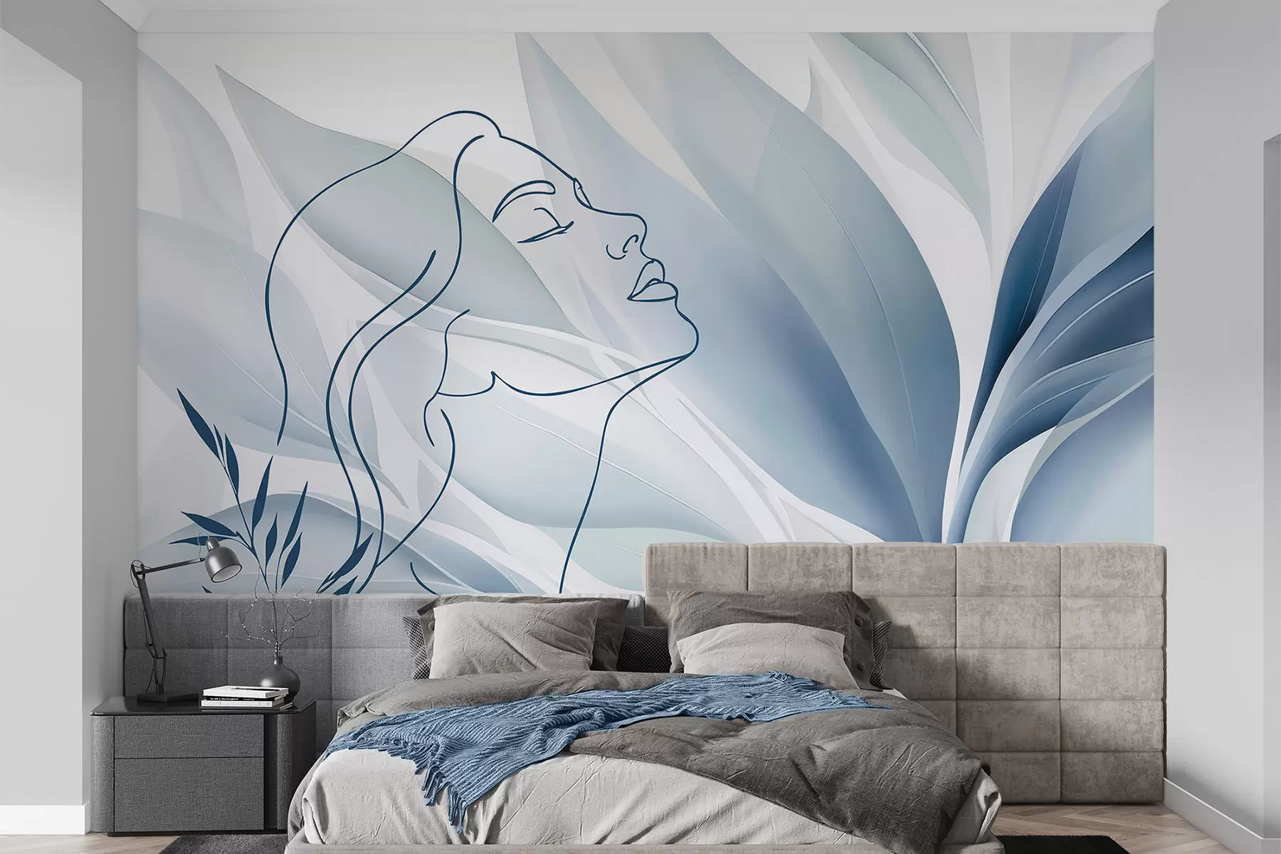 wall murals Silhouette of a face on an abstract background w05787