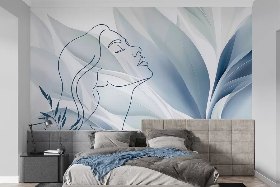 wall murals Silhouette of a face on an abstract background w05787