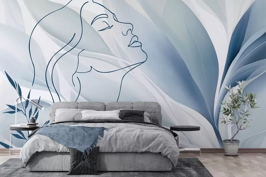 wall murals Silhouette of a face on an abstract background w05787