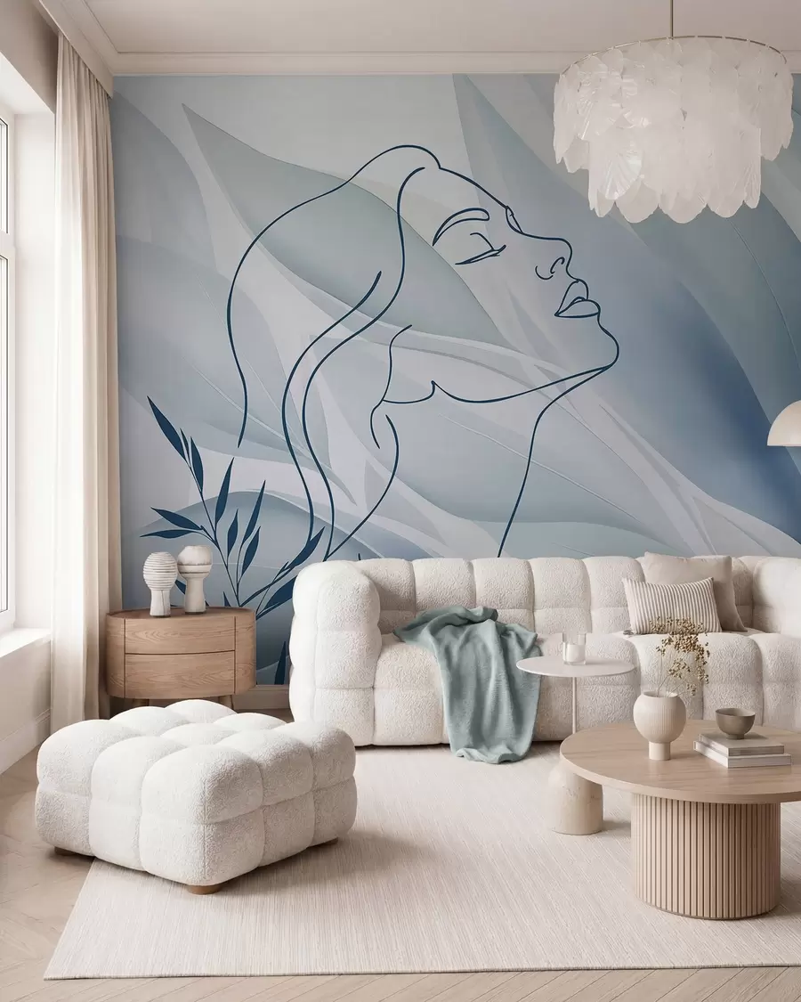 wall murals Silhouette of a face on an abstract background w05787