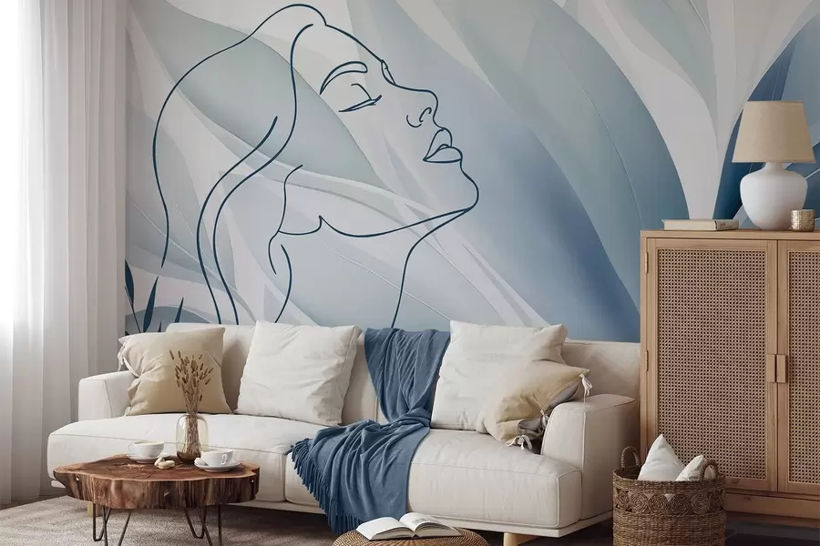 wall murals Silhouette of a face on an abstract background w05787