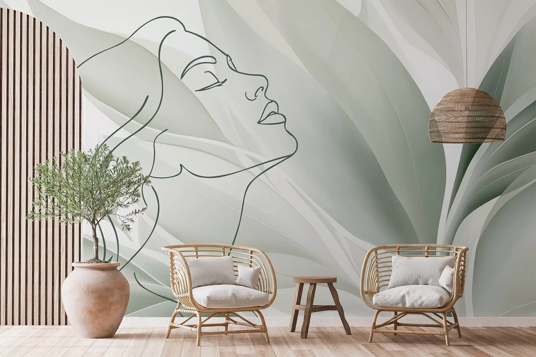 wall murals Silhouette of a face on an abstract background w05787v1