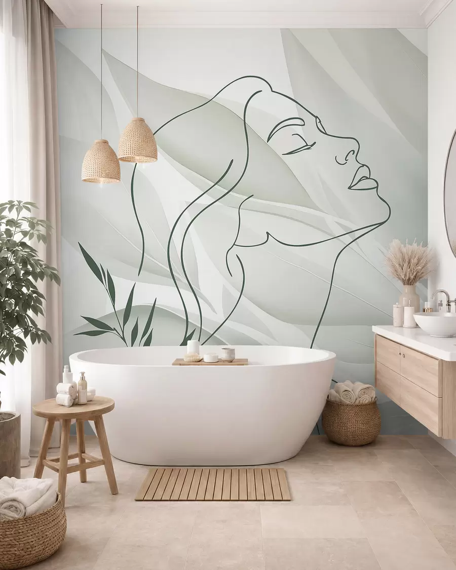 wall murals Silhouette of a face on an abstract background w05787v1