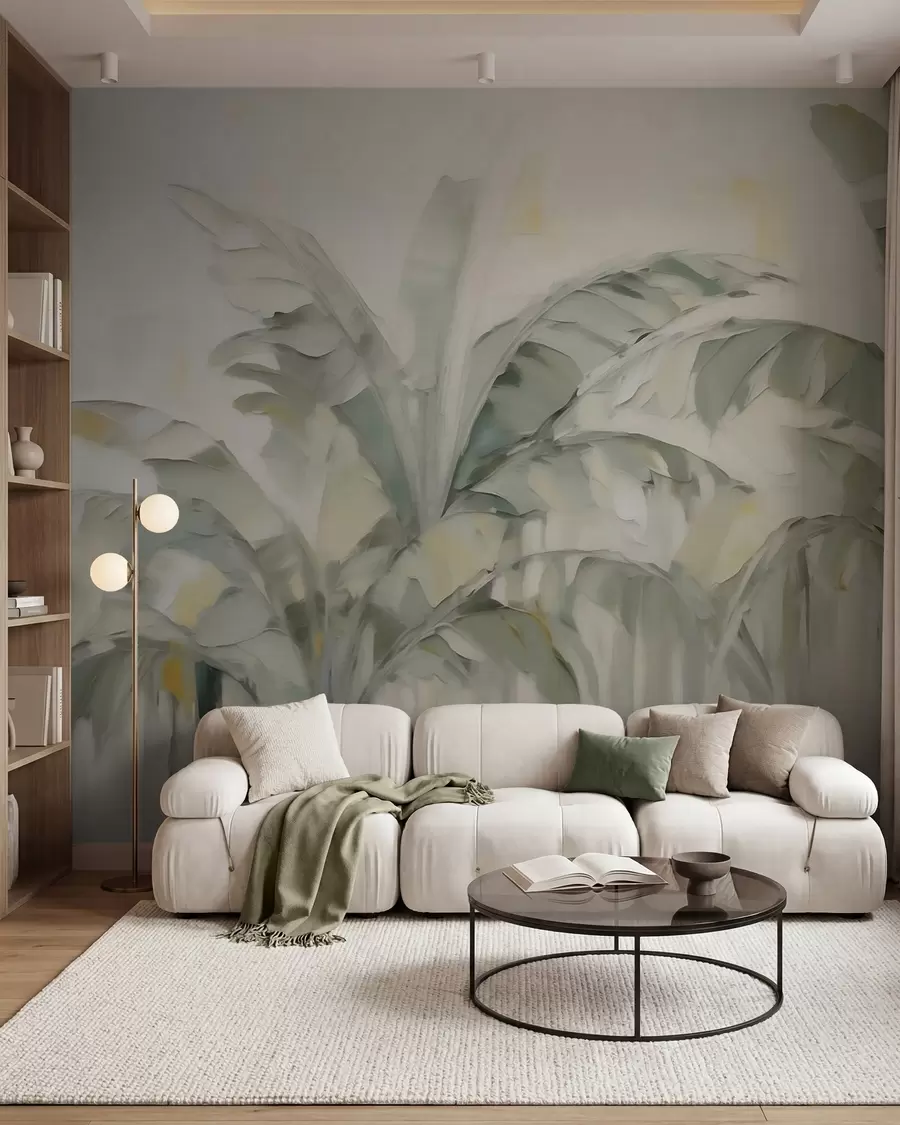 wall murals Abstract palm leaves, imitation of painting w05826