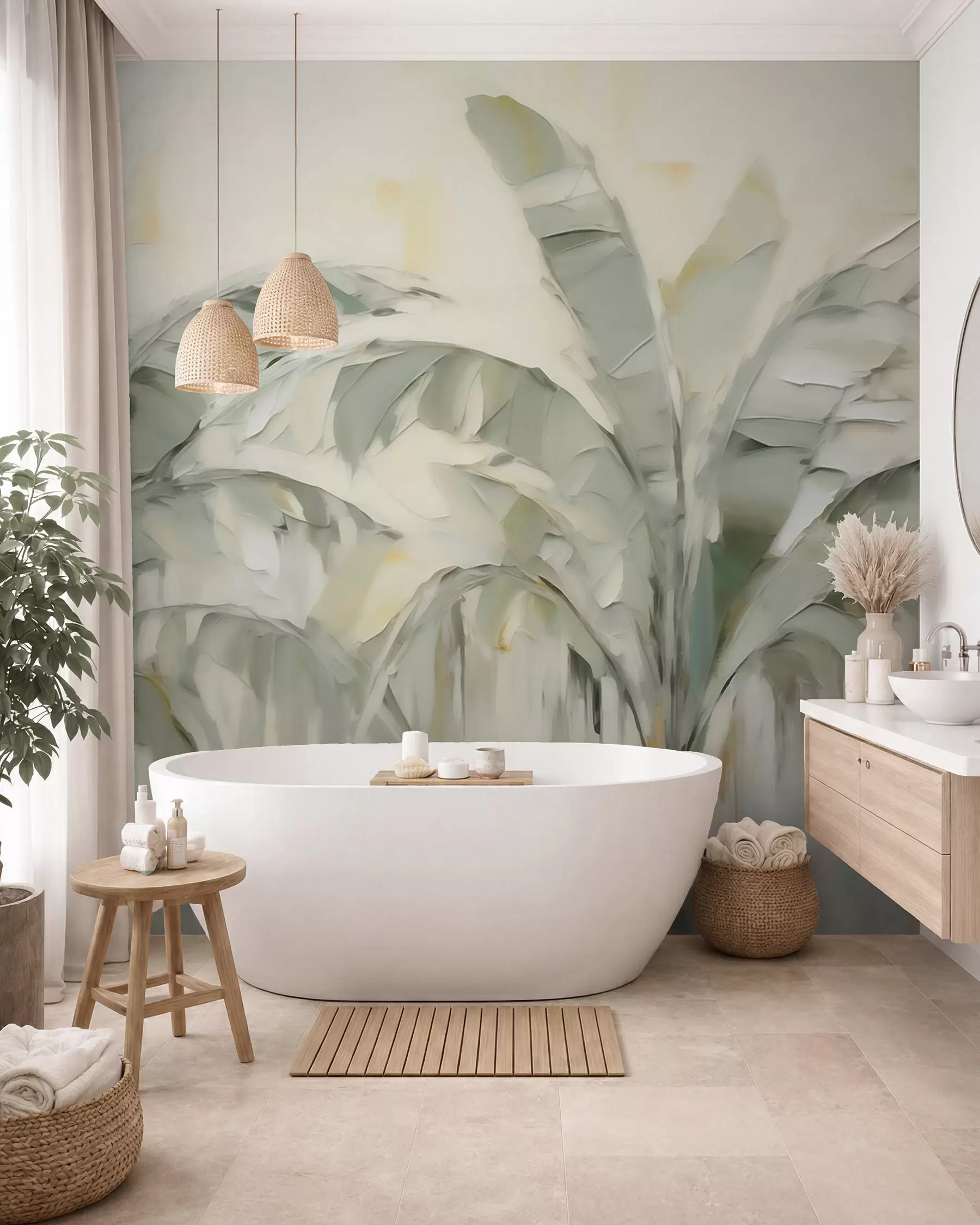wall murals Abstract palm leaves, imitation of painting w05826