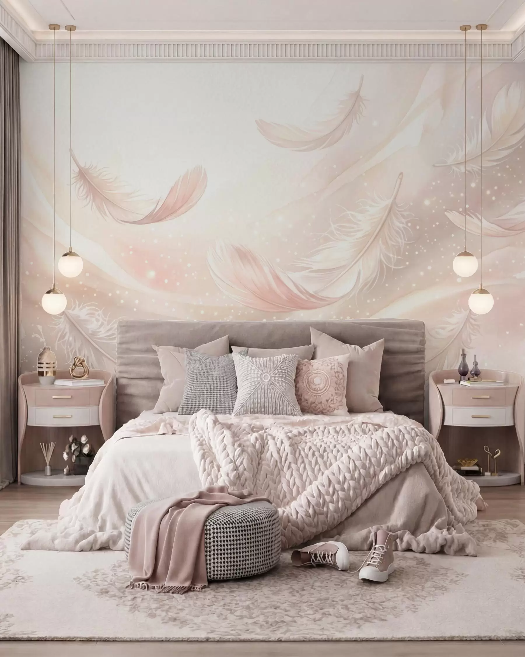 wall murals Peach Feathers w10003