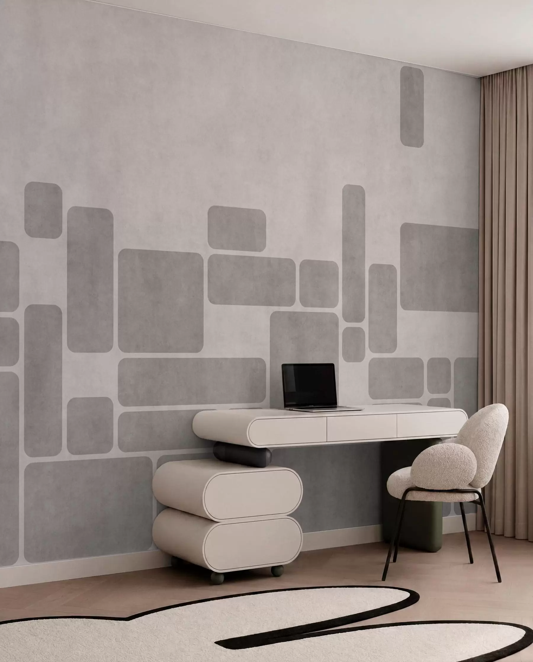 wall murals Geometric pattern in soft gray and blush tones w05141v1