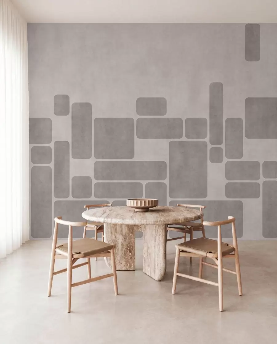 wall murals Geometric pattern in soft gray and blush tones w05141v1