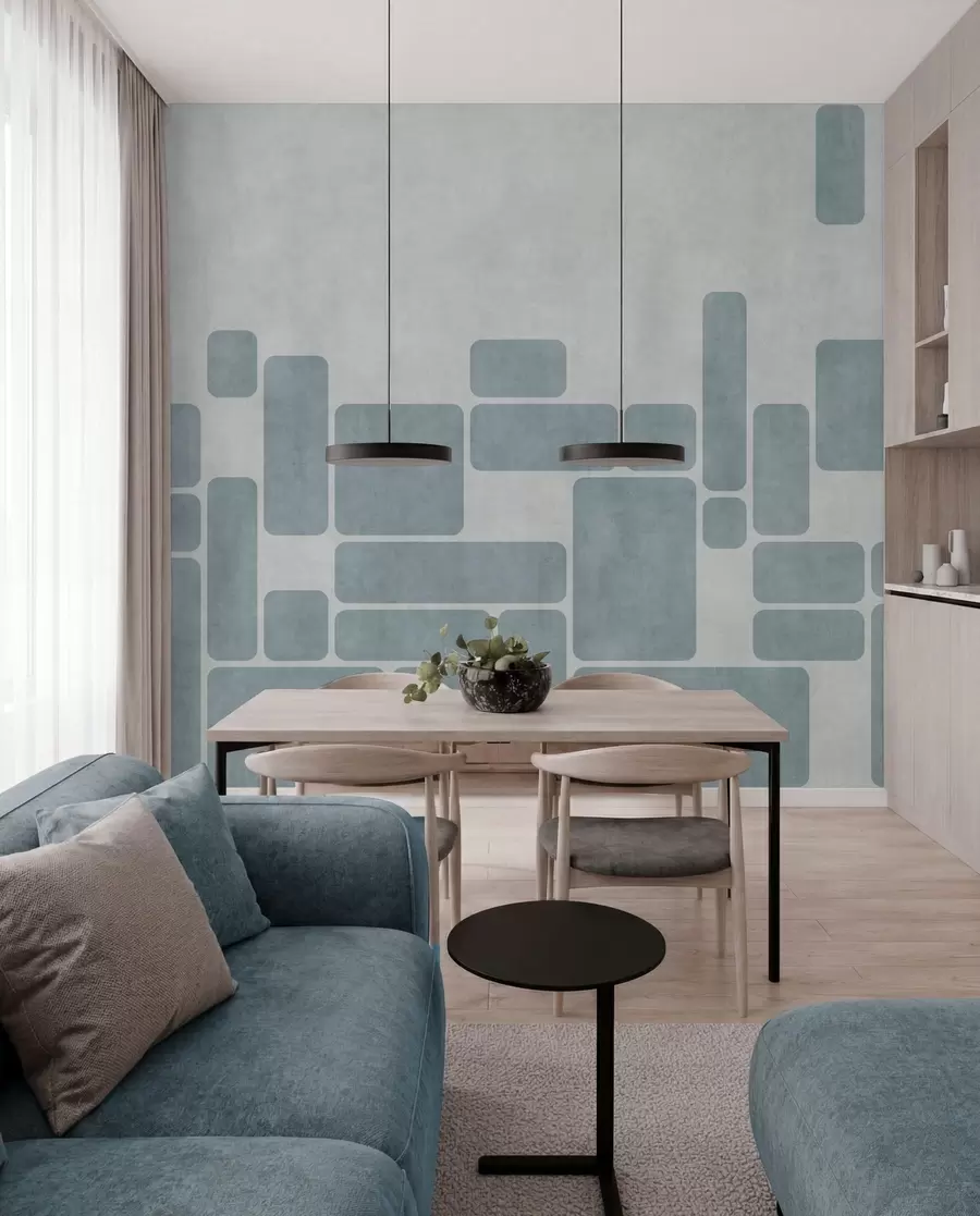 wall murals Geometric pattern in light blue tones w05141v2