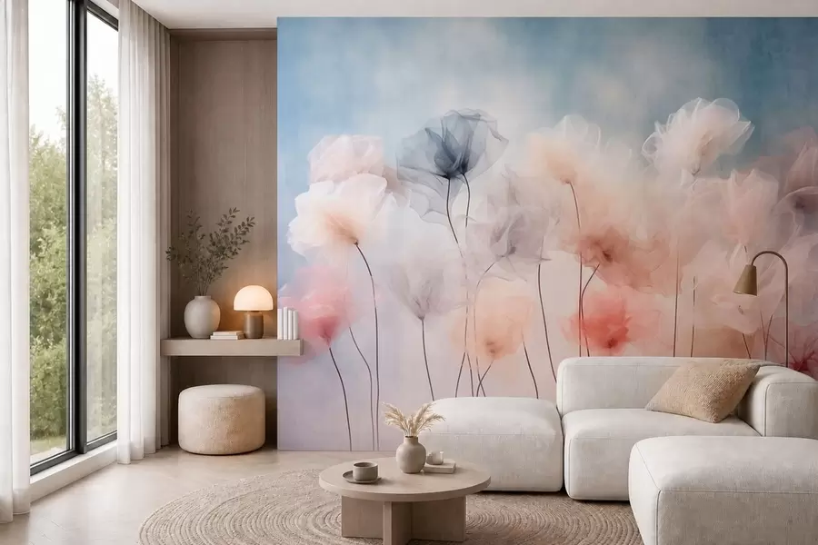 wall murals Airy flowers in delicate pastel shades w05818