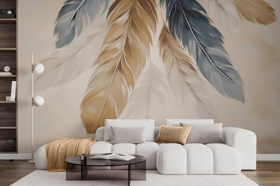 wall murals Abstract feathers, imitation of painting w05845