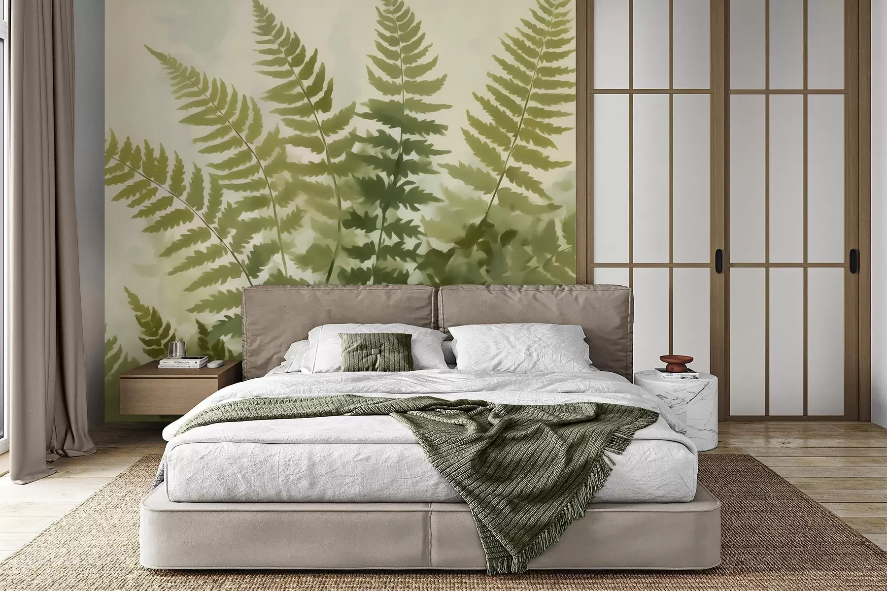 wall murals Abstract stylized fern leaves, imitation of painting w05852