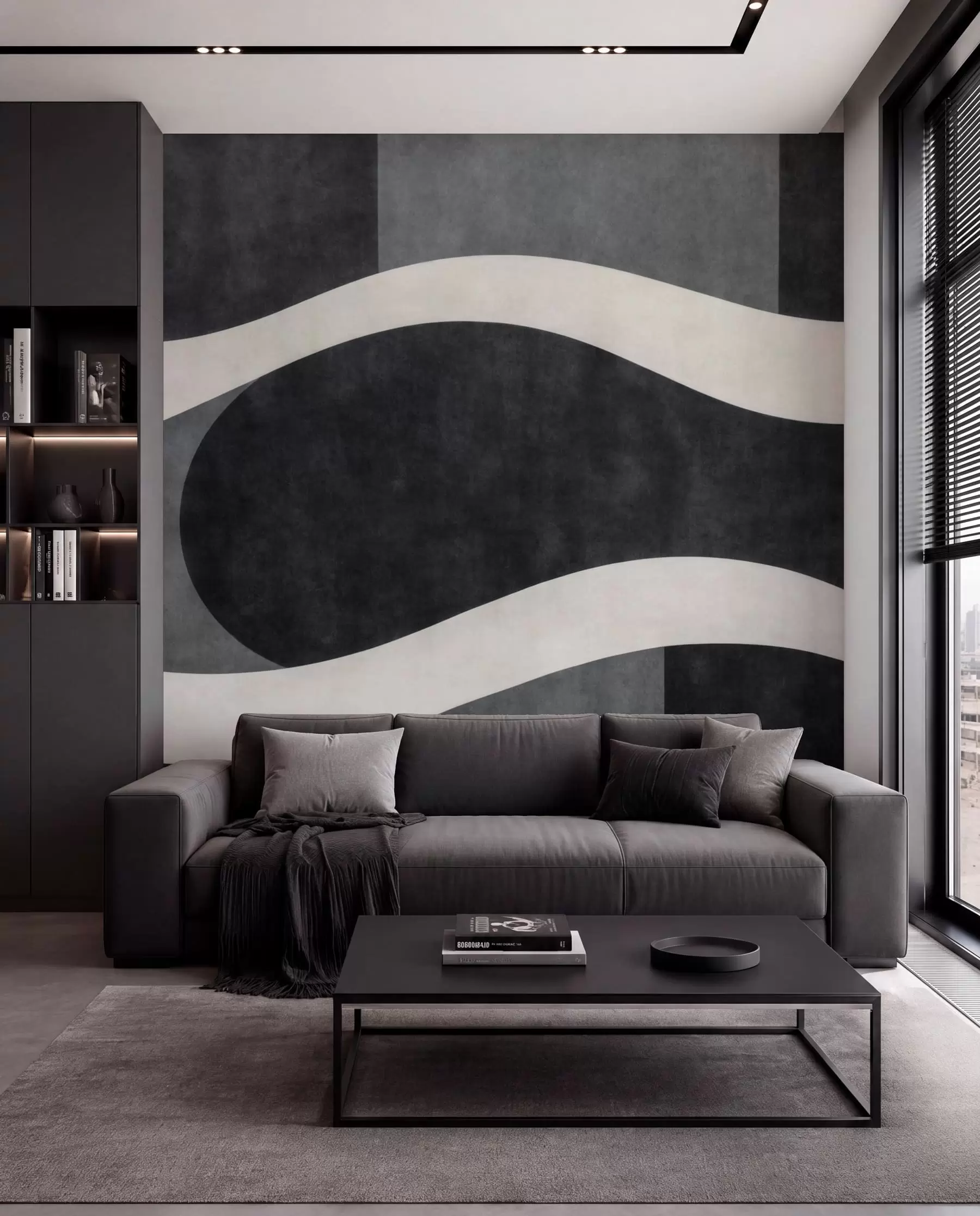 wall murals Graphite Waves w05854