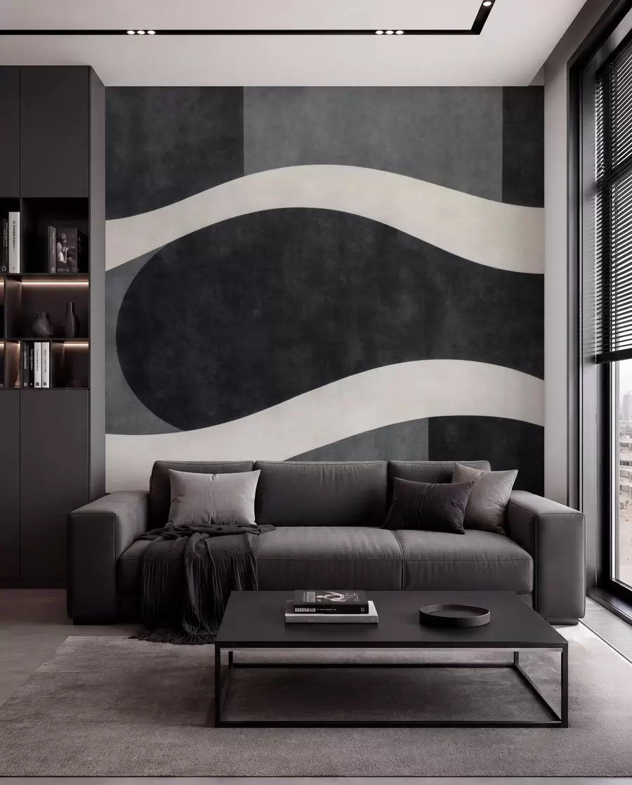 wall murals Graphite Waves w05854
