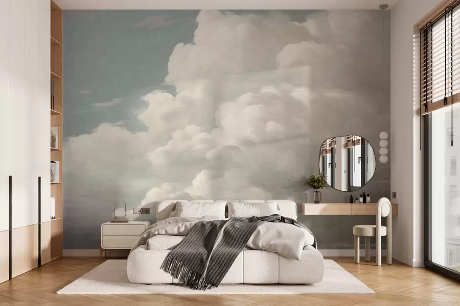 wall murals Pearl mist with soft creamy clouds drifting across a tranquil sky w05855