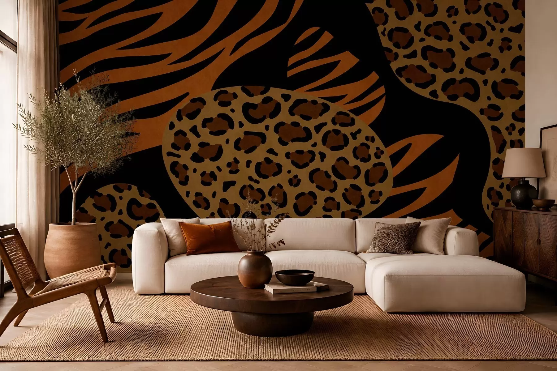 wall murals Wild animal-inspired leopard and tiger patterns w05759