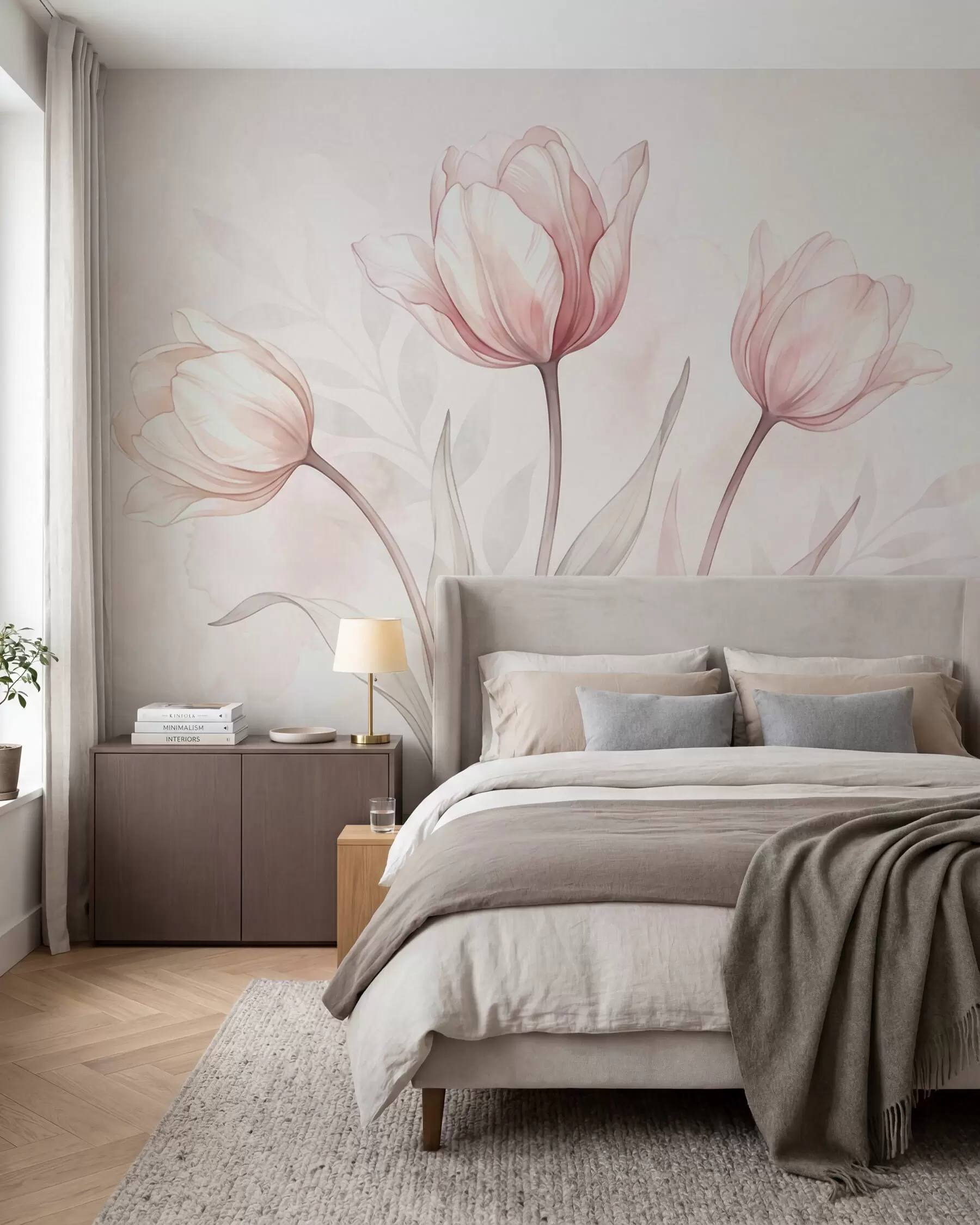 wall murals Delicate tulips in watercolor style w10005