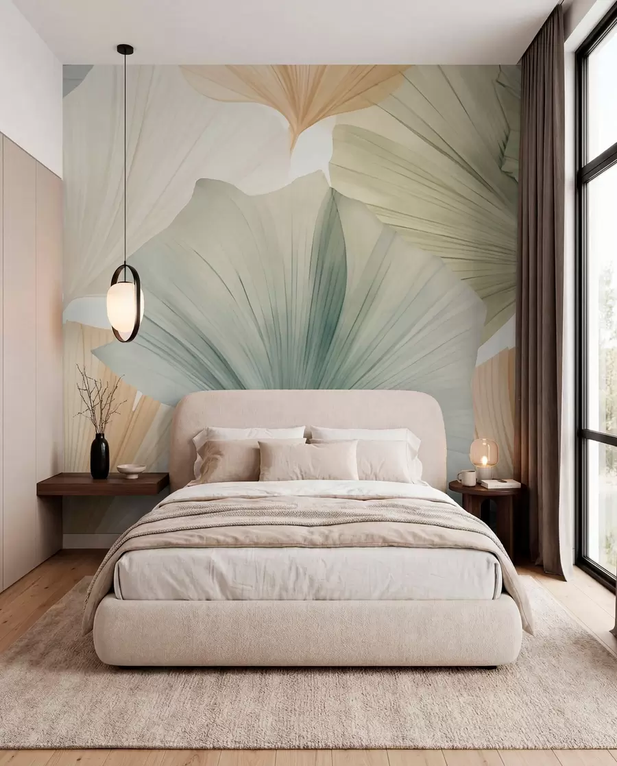 wall murals Round ginkgo leaf w05772