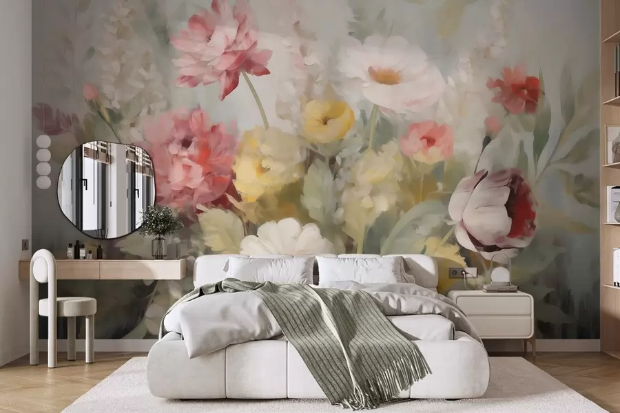 wall murals Abstract flowers, imitation of painting w05877