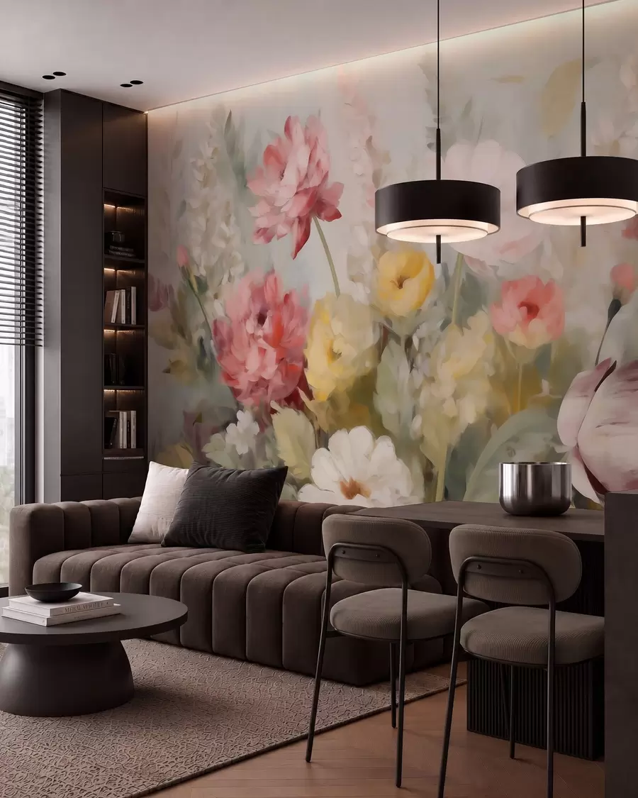 wall murals Abstract flowers, imitation of painting w05877