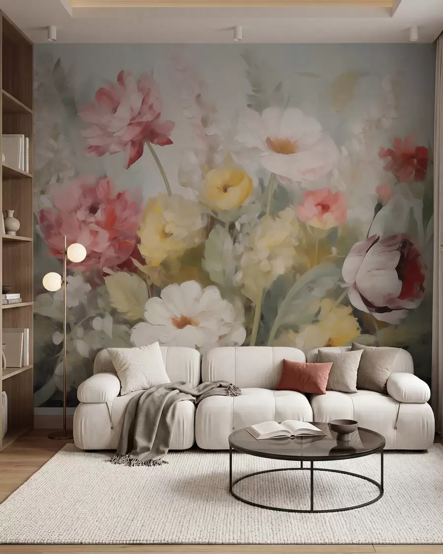wall murals Abstract flowers, imitation of painting w05877