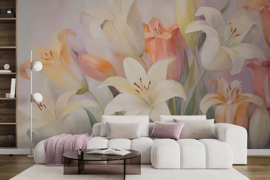 wall murals Abstract lilies, imitation of painting w05878