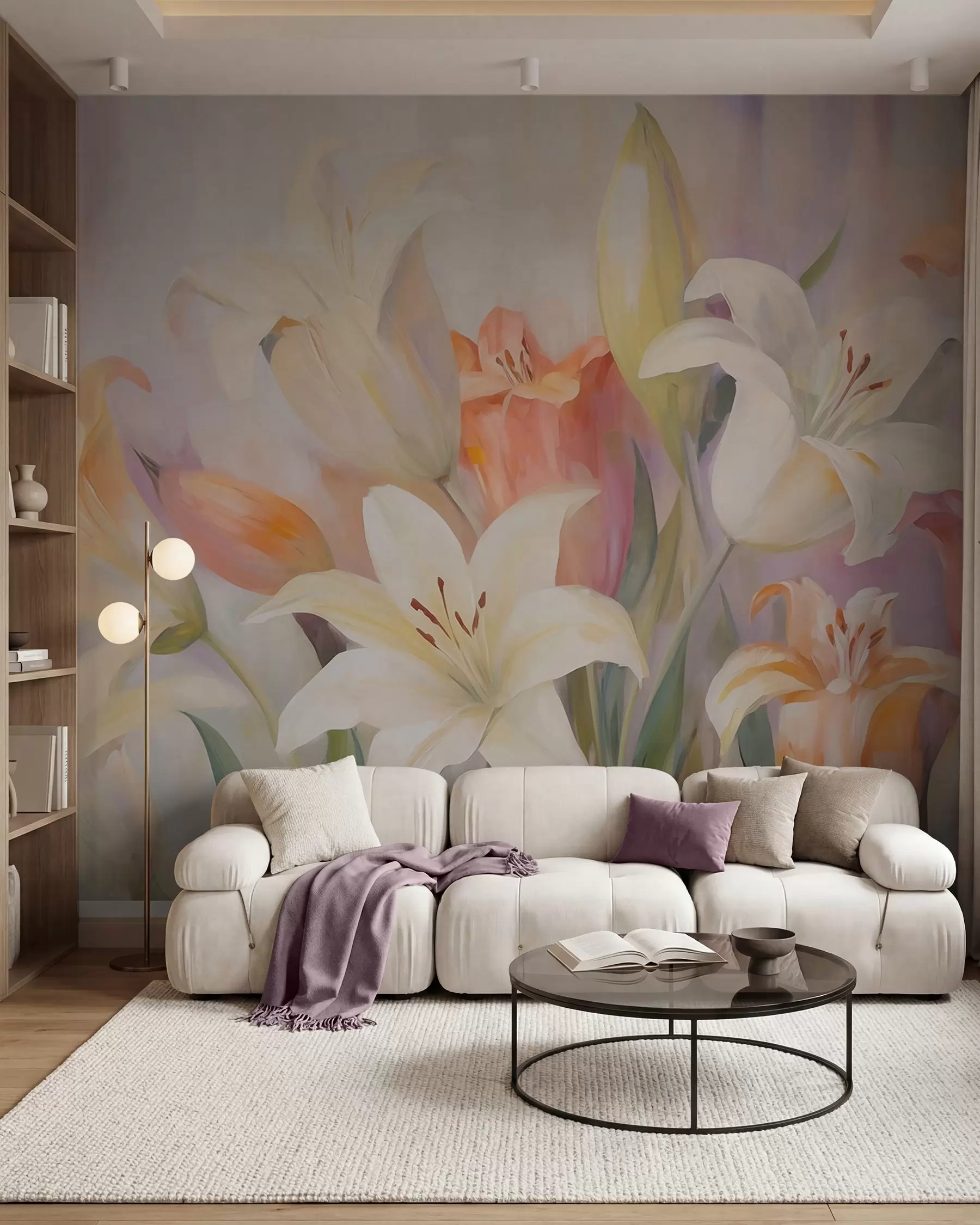 wall murals Abstract lilies, imitation of painting w05878