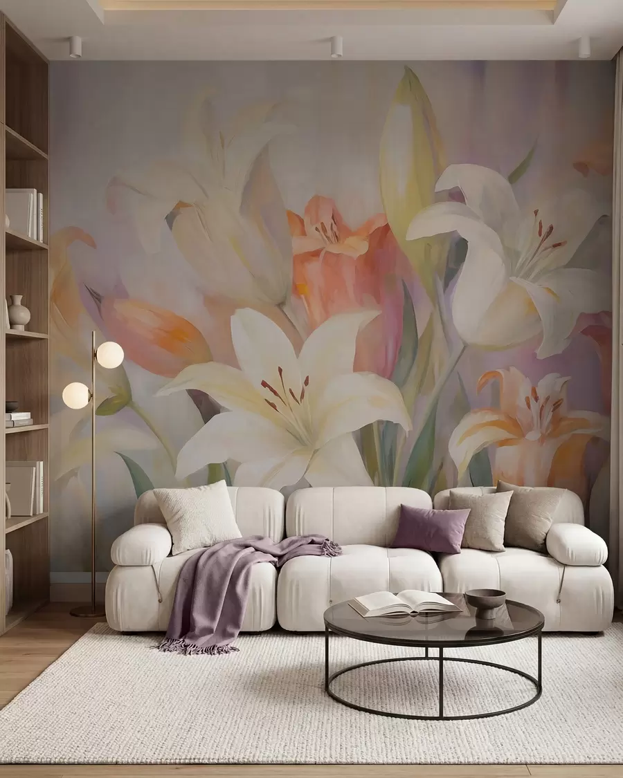 wall murals Abstract lilies, imitation of painting w05878
