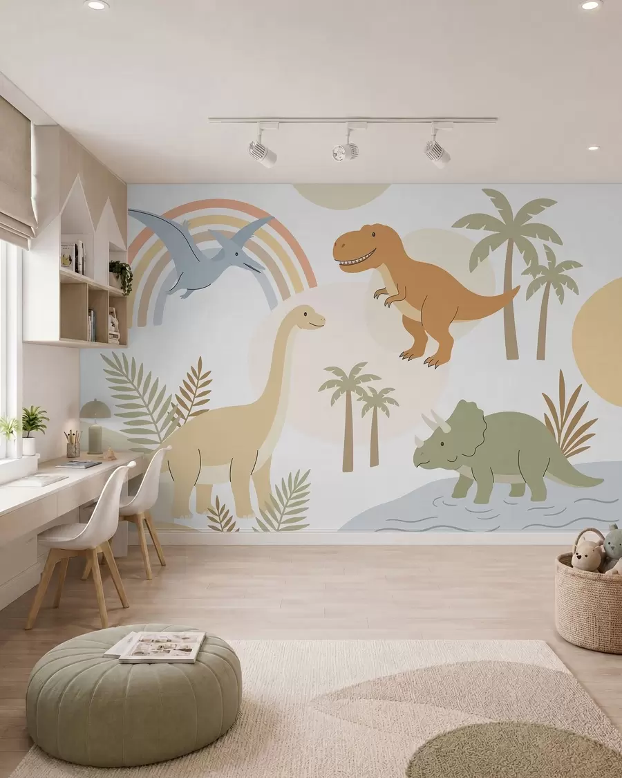 wall murals Dinosaurs and a Rainbow w05842